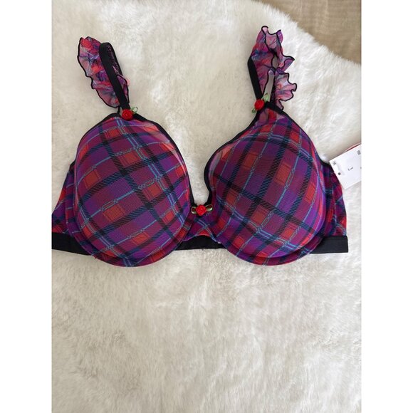 Parade Silky Mesh Flutter Strap T-Shirt Bra & Thong Large 36 C 36D NEW - Picture 9 of 10